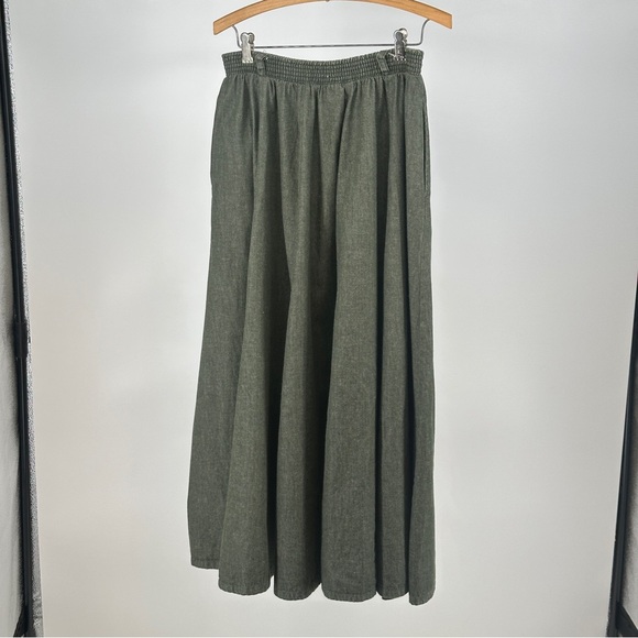 Vintage Orvis Classic A-Line Size 12 Skirt in Olive Made in USA Cotton - Picture 4 of 8